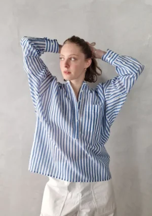 Claudia Bertini - Shirt Mercato Stripes ciel