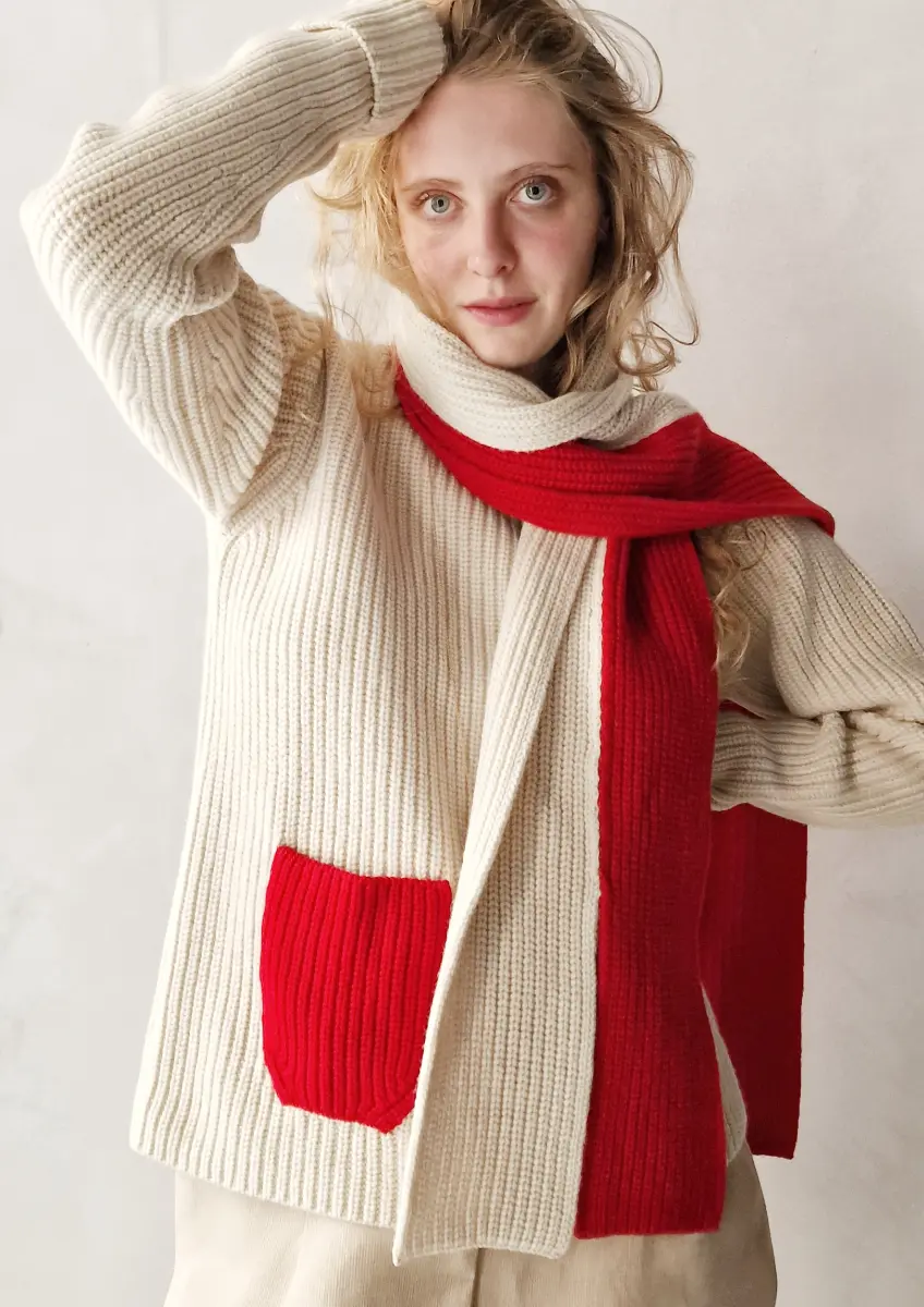 Claudia Bertini - Scarf Two Tone red/crema