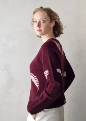 Suzusan - Long Sweater purple/grey