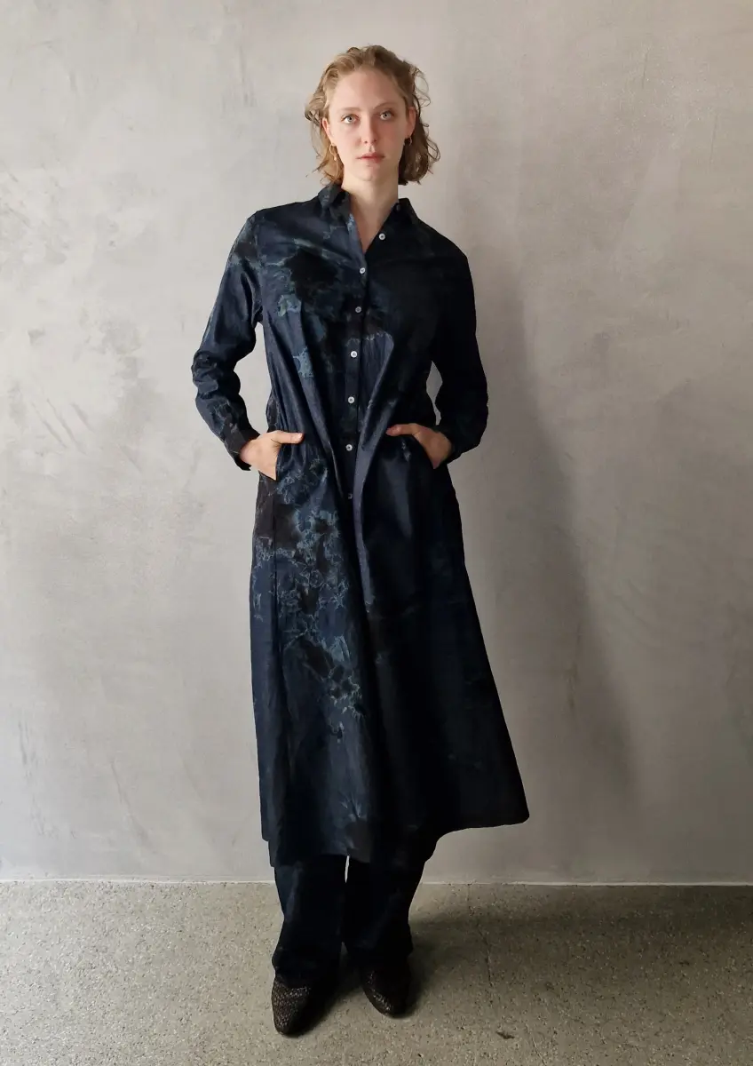 Suzusan - Button Dress black/indigo