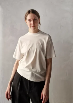 Aton - Mock Neck T-Shirt warm white