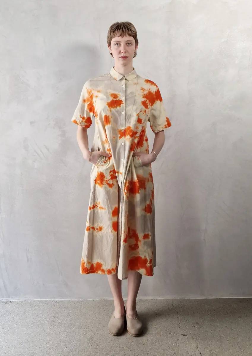 Suzusan - Half Sleeve Dress orange/greige