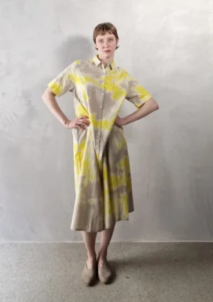 Suzusan - Half Sleeve Dress yellow/greige