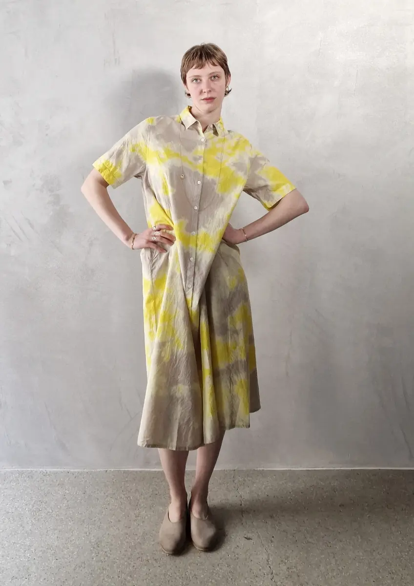 Suzusan - Half Sleeve Dress yellow/greige