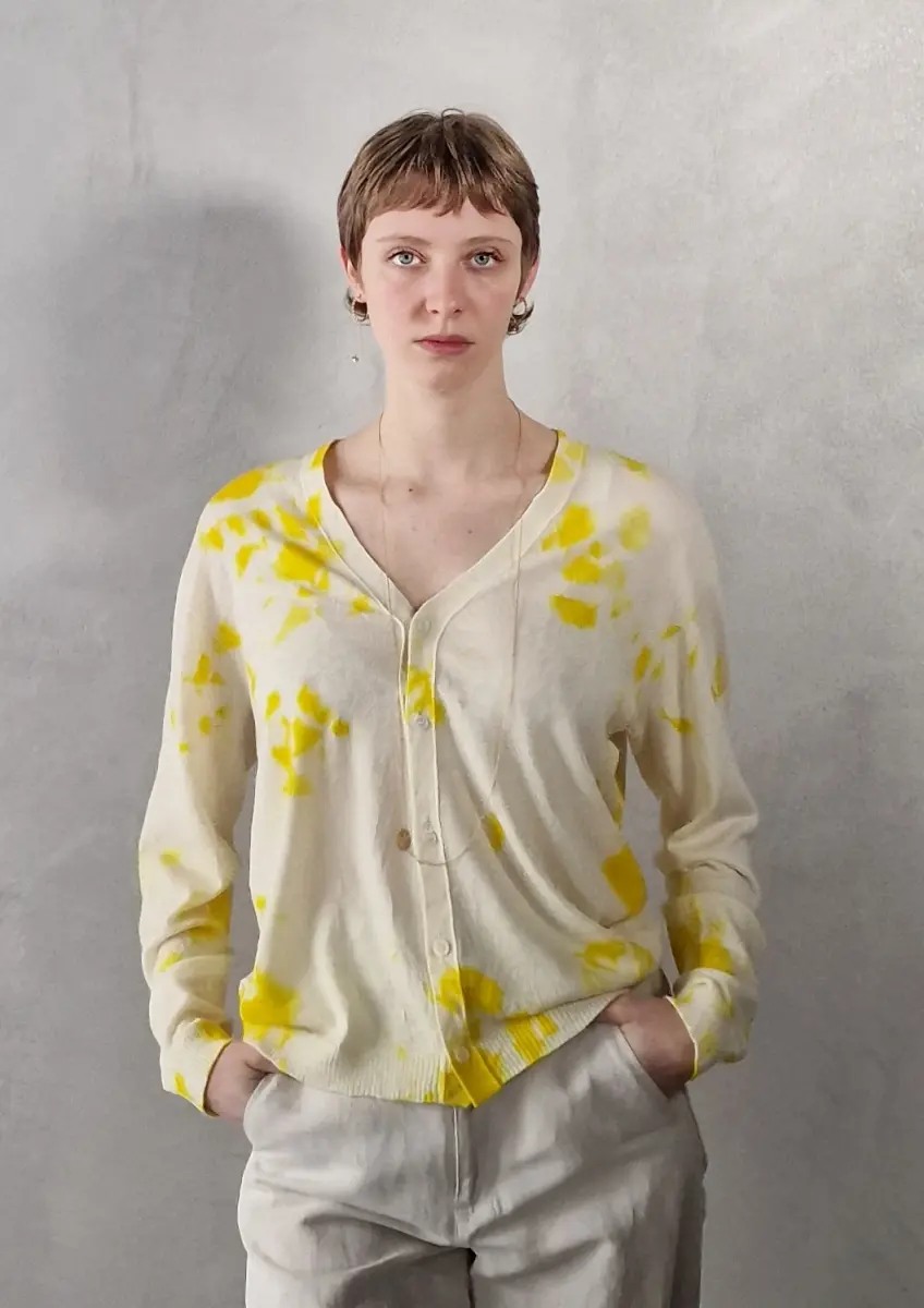 Suzusan - Cardigan yellow/white