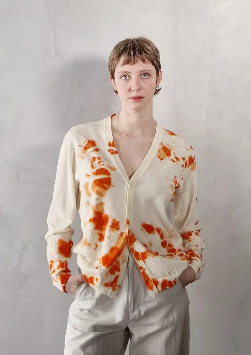 Suzusan - Cardigan orange/white