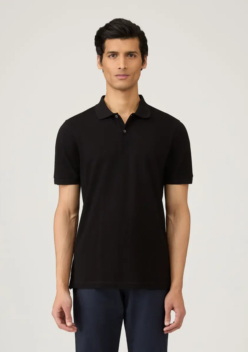 Sunspel - Pique Polo black