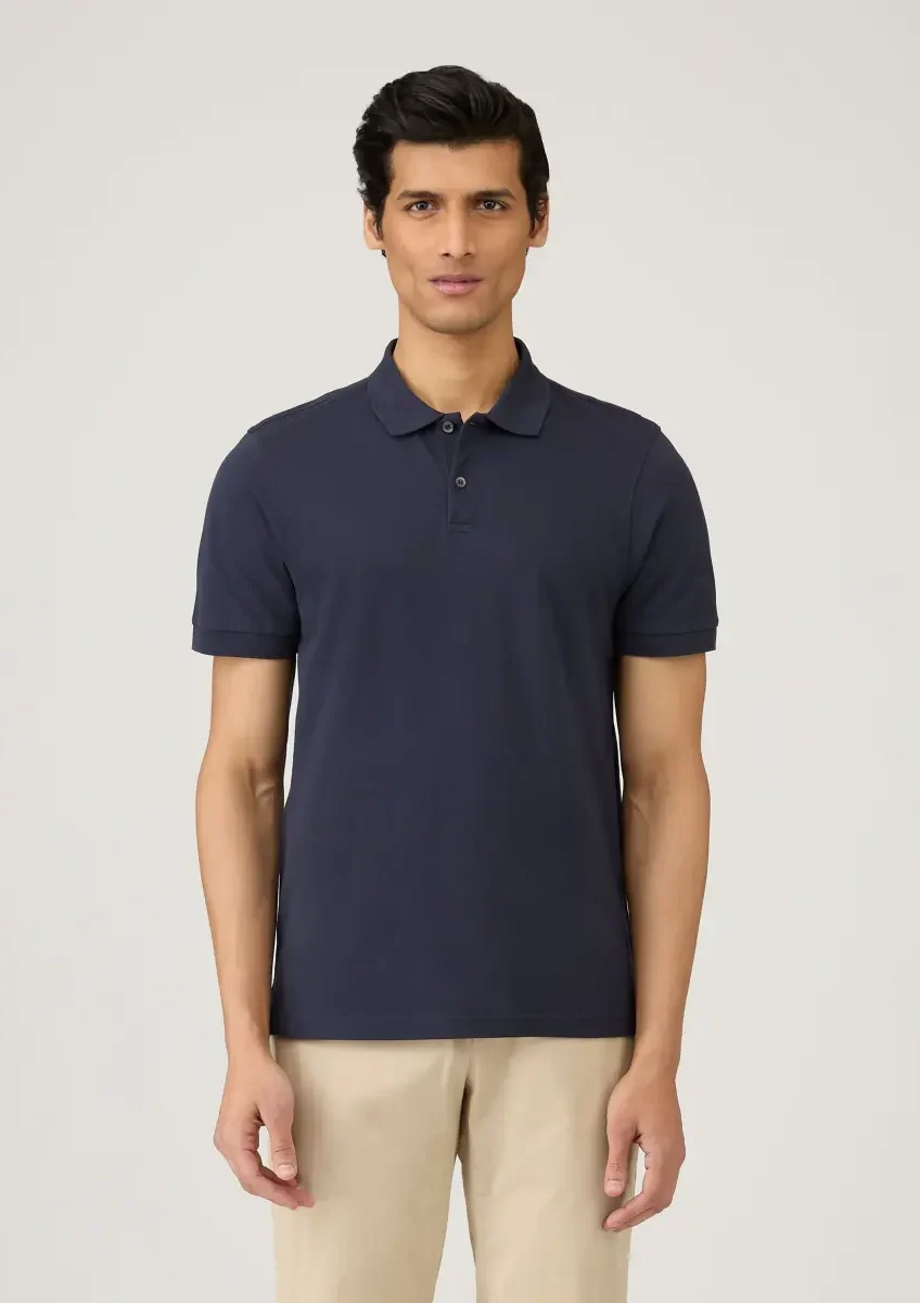 Sunspel - Pique Polo navy
