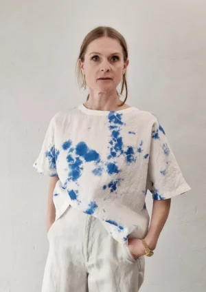 Suzusan - Woven T-Shirt blue/white