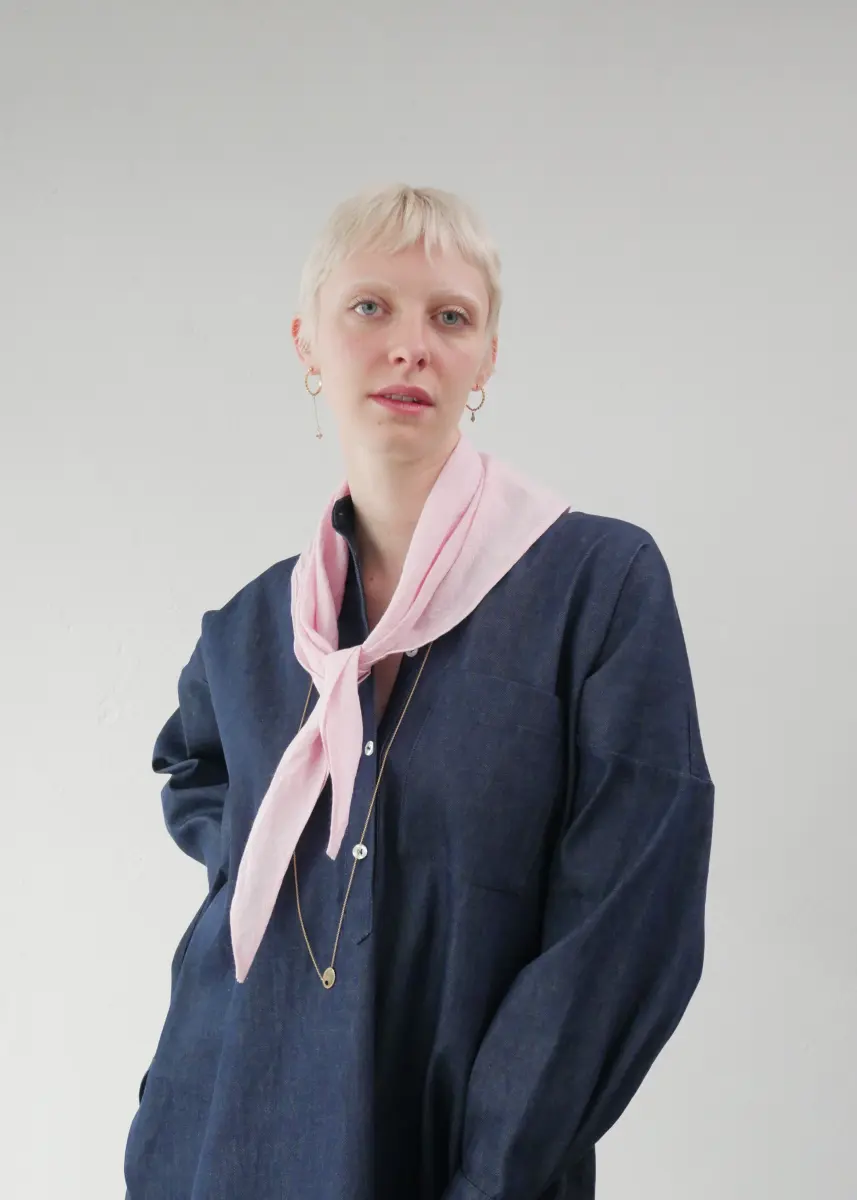 Claudia Bertini - Shirt Lungo Mercato Denim + Triangolo rosa