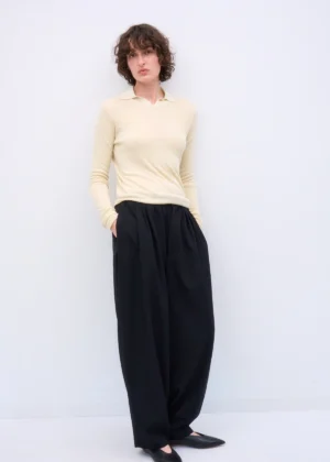 Aton - Wide Tapered Pants black
