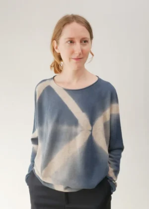 Suzusan - Wide Sweater blue/sand