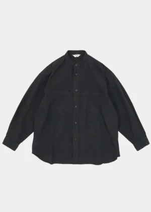 Still by Hand - Band Collar Shirt ink black