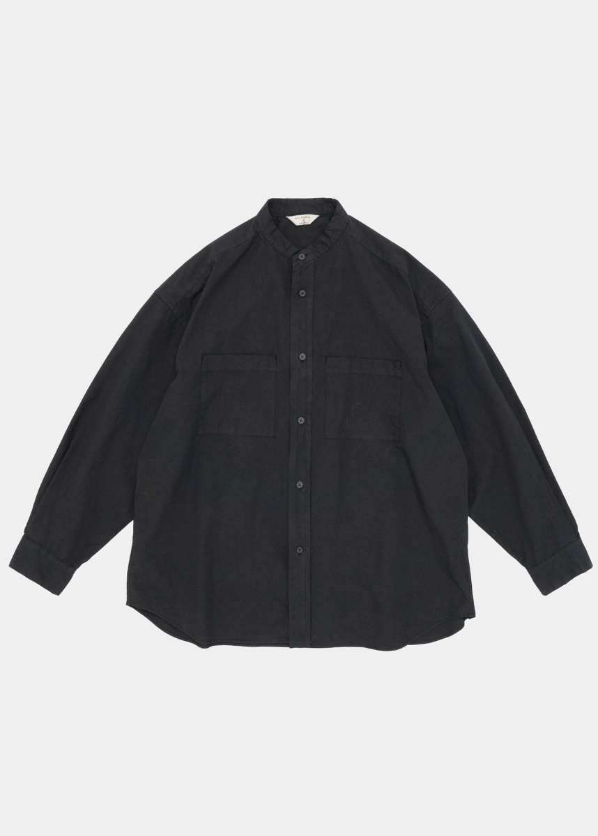 Still by Hand - Band Collar Shirt ink black