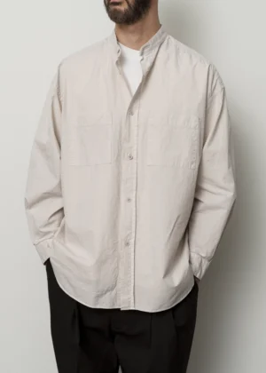 Still by Hand - Band Collar Shirt ecru