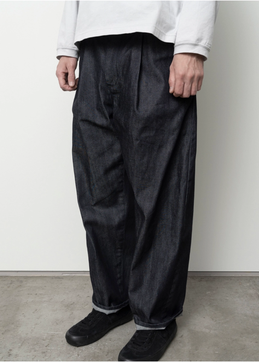 Still by Hand - Wide Denim Pants navy