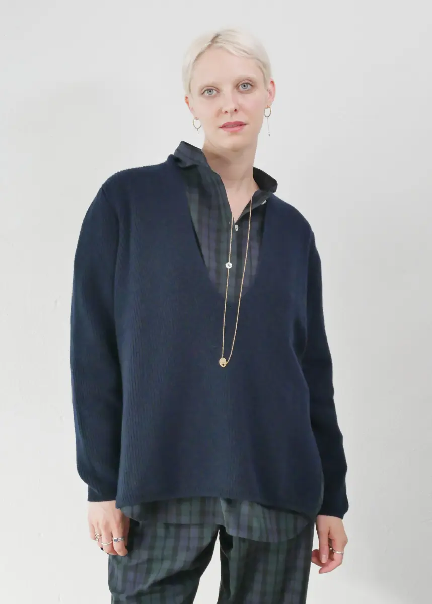 Claudia Bertini - V-Neck Sweater navy