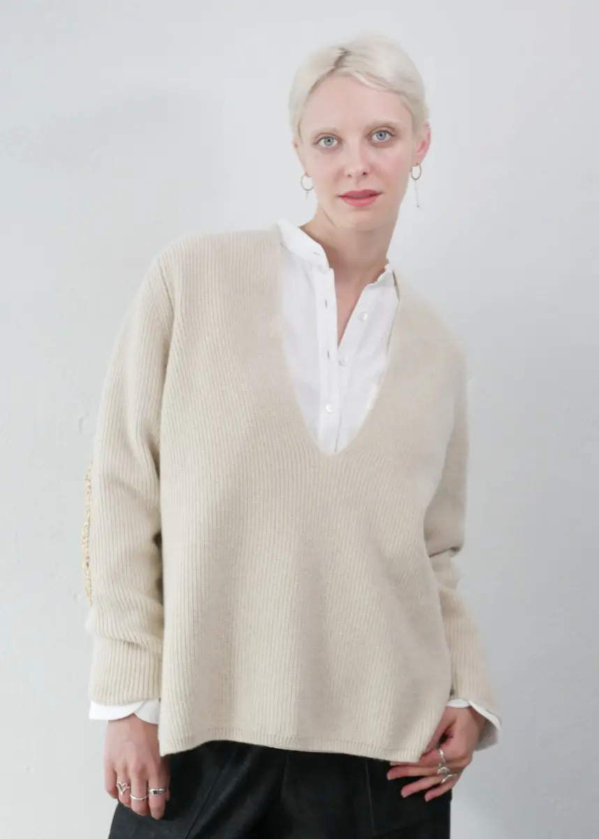 Claudia Bertini - V-Neck Sweater LAB ivory