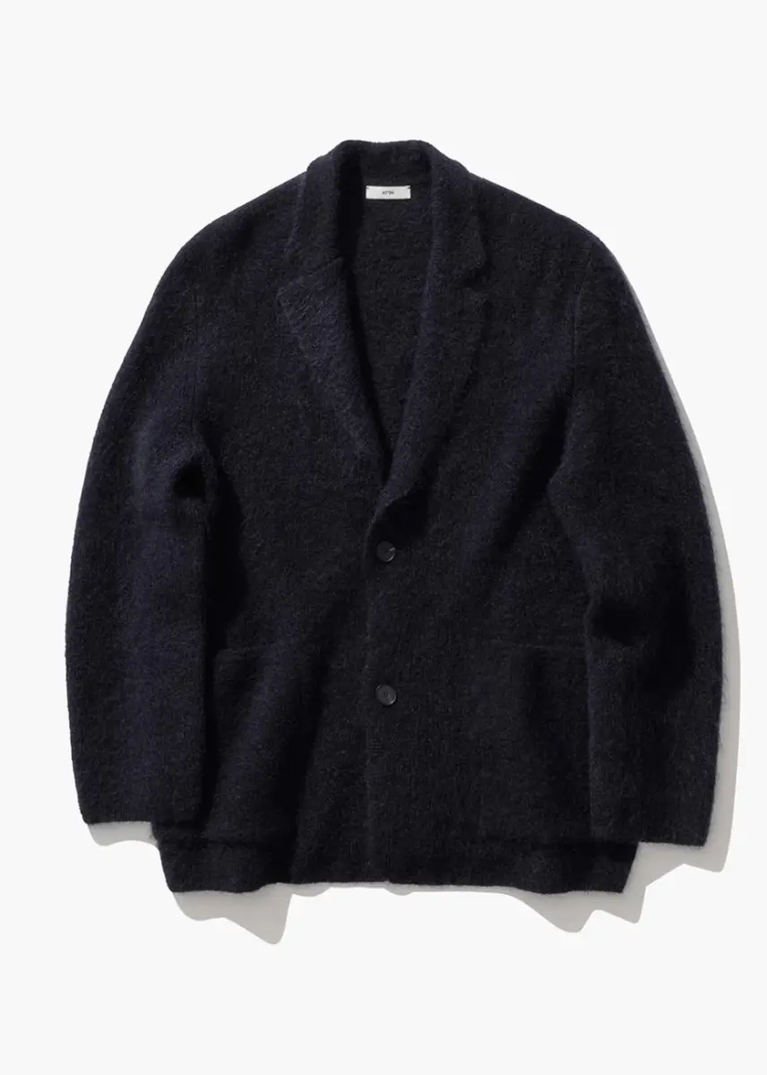 Aton - Shaggy Knit Jacket dark navy